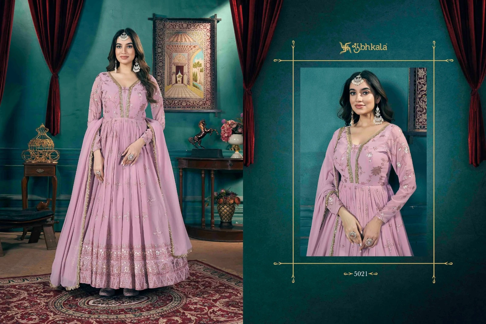 Shubhkala Flory Vol 46 Faux Georgette Wholesale Gown with Dupatta Catalog — Wholesale Kurtis, MPA wholesale from Surat - Gallery Image 4